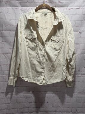 aerie Cream Button-Down Shirt Woman’s Size Medium